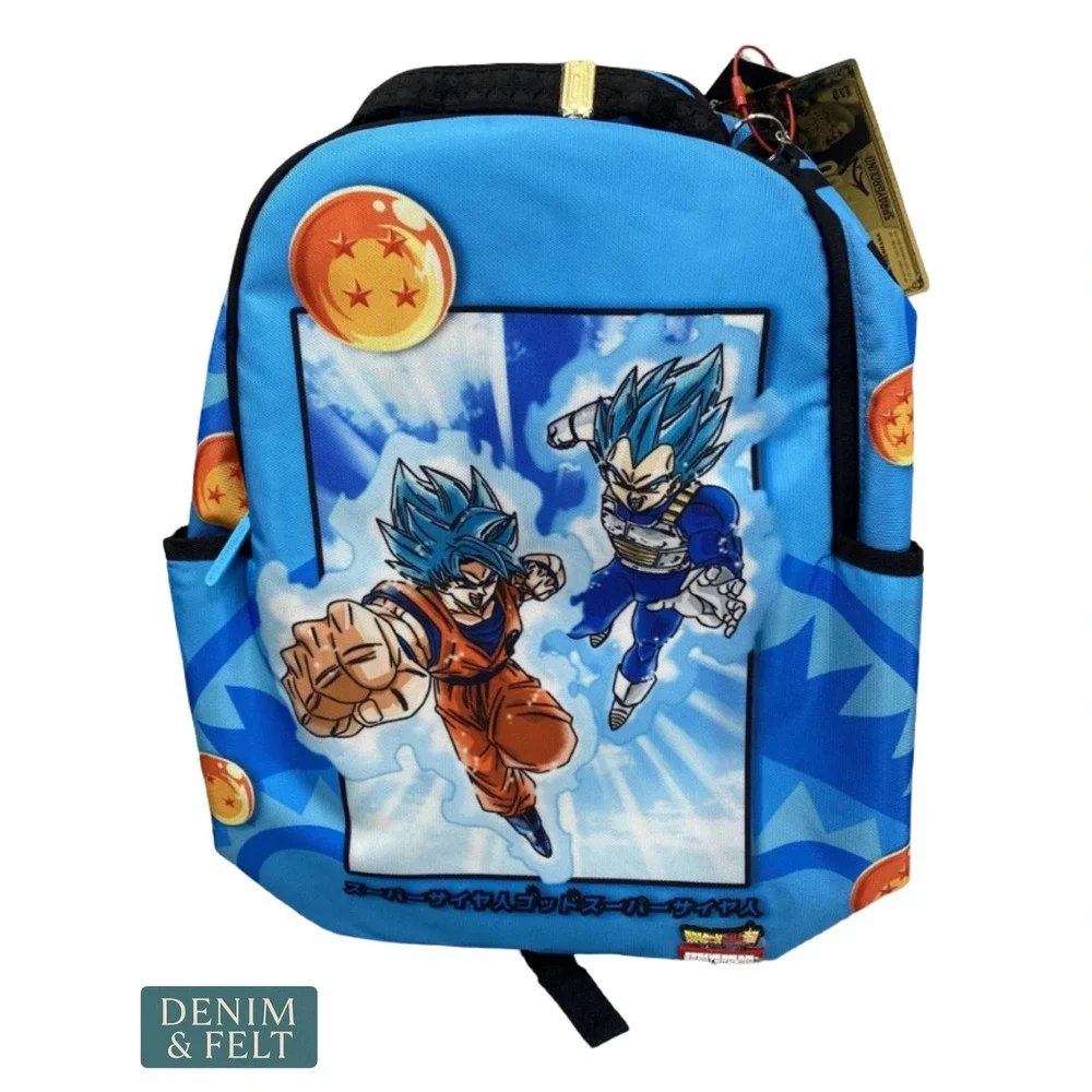NEW Sprayground Dragon Ball Z Super Saiyan Blue Goku Vegeta Backpack Anime